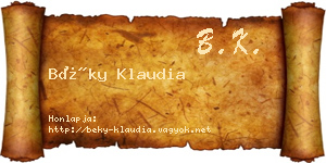 Béky Klaudia névjegykártya